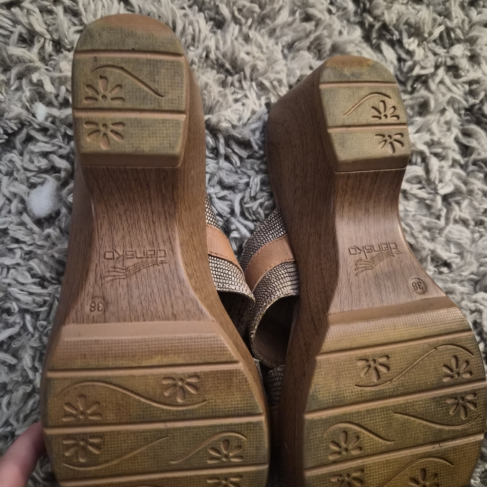 Dansko Leather Slide Heels Size 38 – Comfort Wooden Heel Sandals - Picture 3 of 6
